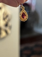 Vintage Red Tourmaline 14kt Earrings With French Wires And Hook 2.0 Grams Total