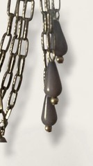 Tuareg Brooch Etched Morocco Silver Tone Lavender Teardrop Stones Swag Chains 5”