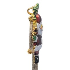 Santa Claus Enamel Gold-Tone Christmas Pin Brooch Pendant 2008 Festive Holiday
