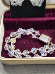 Vintage 40s 50s LAGUNA Signed Aurora Borealis 3 Pc Demi Parure SET AB Crystals