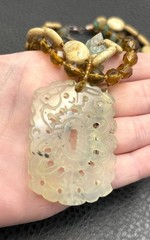 VTG Cookie Lee Asian Style Jade Gemstone Necklace 3 Strand Multistrand 16-19”