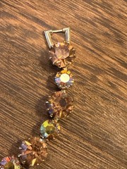 Vintage MCM 1960s Signed WEISS Aurora Borealis Rhinestone Bracelet 7”