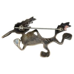 Southwestern Cartoon Running Roadrunner Sterling Silver 925 Brooch Pin