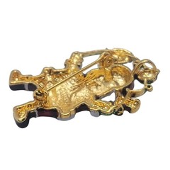 Santa Claus Enamel Gold-Tone Christmas Pin Brooch Pendant 2008 Festive Holiday