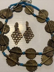 Beautiful Vintage Brass Necklace And Earrings