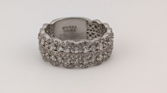 Vintage Sterling Silver Ring Wide Pave Eternity Band Clear Topaz 925 China Size