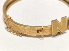 Vtg NASSAU enamel Letters Etched Art Deco Bracelet Vtg Hinged Bahamas Women’s