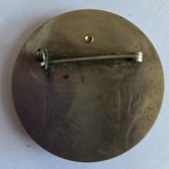 Vintage Mixed Metal Man in the Moon Brooch Brass Copper Mother of Pearl