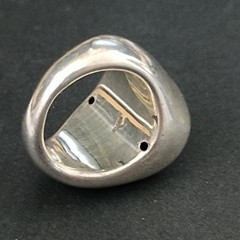 Chunky Sculptural Sterling Silver Ring Modernist Asymmetrical Puffy Bold 925 VTG