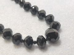 CEZANNE Black Faseted Glass Beads Necklace 18in.