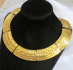 Vtg Rare Set MONET Runway EGYPTIAN Embellished GP Necklace Bracelet Earrings EXC