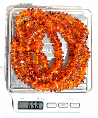 ✅118 cm=65gr RUSSIAN SOVIET BALTIC AMBER BEAD NECKLACE 琥珀 BRACELET STONE PENDANT