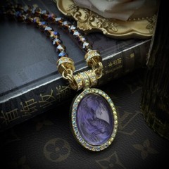 Medieval Retro Vintage Light Luxury Cute Mermaid Series Oval Magnetic Pendant