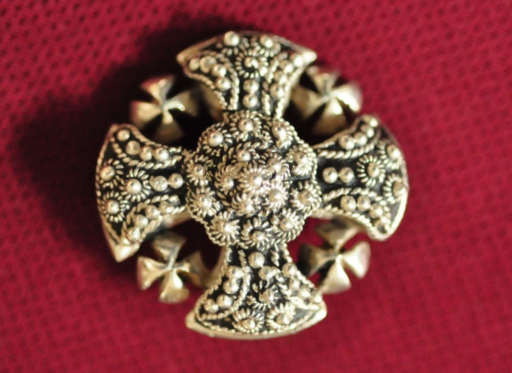 Stunning Bethlehem 935 Silver Cross Pendant Brooch – Ornate Handcrafted Design