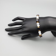 Women Faceted Bracelet Glass Beads Purple White Jewelry