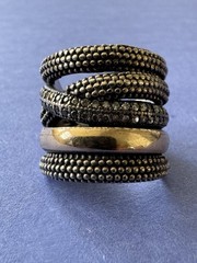 Vintage Signed BW .925 Sterling Silver & 14K Gold RARE Designer Ring