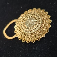 Leiba USA Gold-Tone Round Filigree Flower Metal Dress/Scarf Clip,Signed