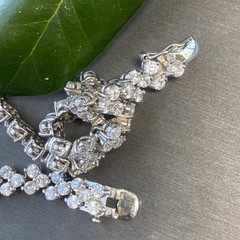 Vintage Necklace Art Glass Estate Jewelry Pre-Owned Rhodium Plated 16″ Choker