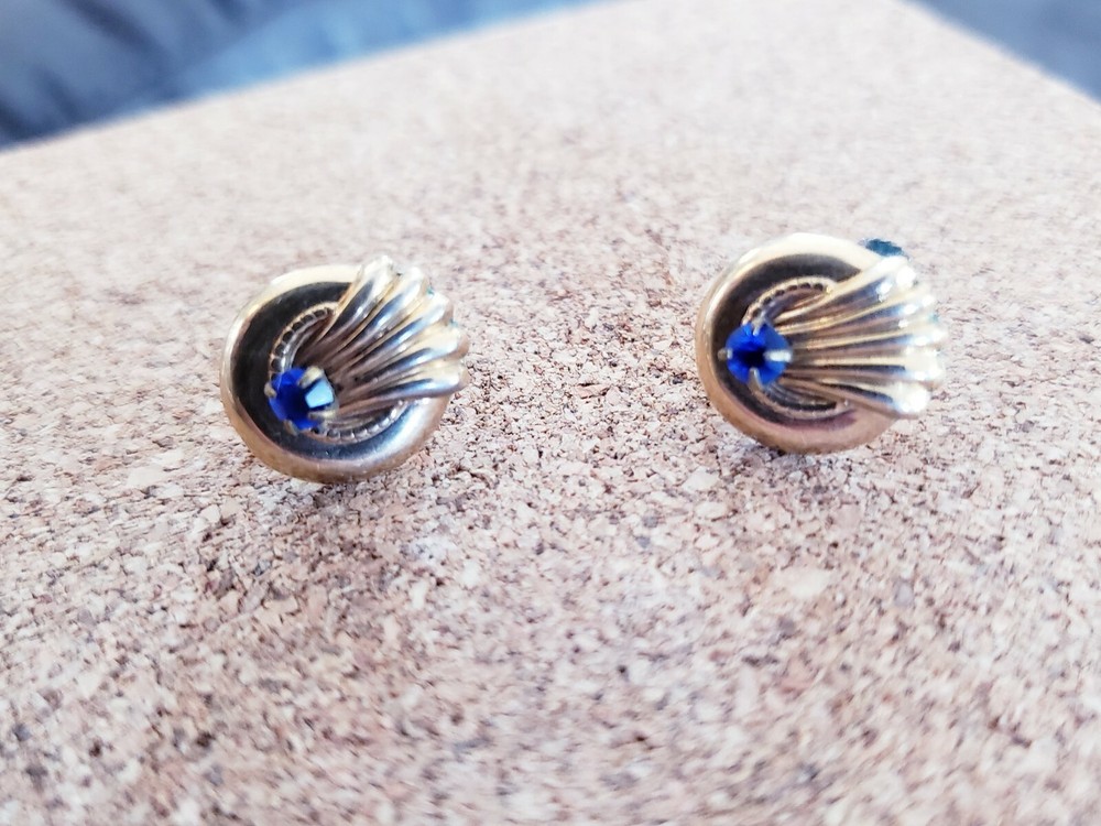 Vintage Signed JMS 12k GF Earrings w/sapphires