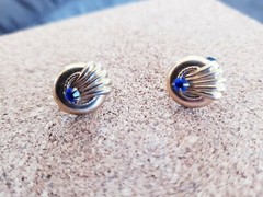 Vintage Signed JMS 12k GF Earrings w/sapphires
