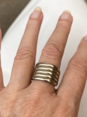 Vintage Chateau D’Argent Solid Sterling 925 Modernist Ring W 14K Gold Rope Band