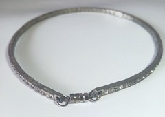 Vtg (Antique?) Silver-tone Clear Rhinestone Rigid Tennis-style Necklace 16″