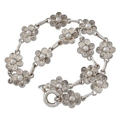 Vintage Sterling Silver 925 Flower Bracelet 7.5″