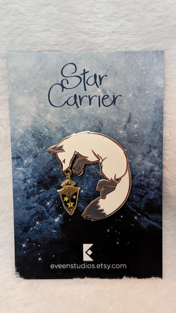 Fox pin Star Carrier lantern guide enamel pin white and gray NWT
