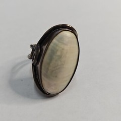 Vintage 925 Steeling Silver & Mother Of Pearl Ring Size 8 12.3g H89
