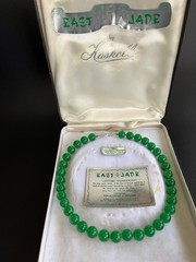 VTG East Jade by Haskell Faber Co Marked 14k Gold Knotted Faux Jade Necklace