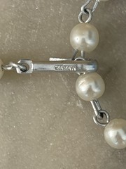 Vintage Single Strand Faux Pearl Choker Necklace Signed Japan