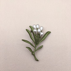 Vintage Green Color Plant Pearls Brooch Pin Flower Brooch For Women Jewelry Gift