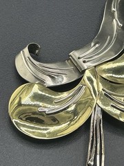 Ruth Rosenfeld Mixed Metal Modernist Brooch 4”