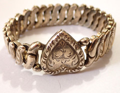 VTG WWII 1940s LaMode Sweetheart Heart Bracelet Precious Metal GF Expansion