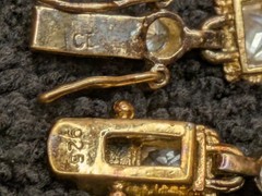 Sterling Silver Gold Plated CZ Link Bracelet Square Bezel Milgrain 7.5″ 16g
