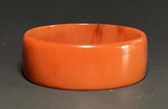 Vintage Dark Orange Marbled Lucite Bangle Bracelet Stackable Minimalist MCM