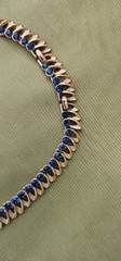 Vintage Crown Trifari Necklace Blue rhinestones Gold Tone Rare Beautiful