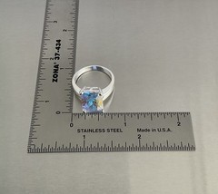 Vintage Mercury Mist Topaz Radiant Cut Solitaire Ring 925 Sterling Silver Size 8