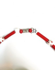 Vintage Flying Colors Ceramic Red Hearts Necklace