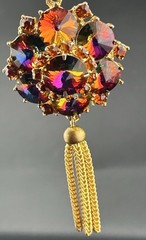 Vintage Edlee Watermelon Rivoli Gold Tone Dangle Pendant