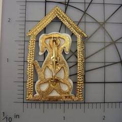 VINTAGE JJ JONETTE ENAMEL DALMATIAN DOG IN HOUSE GOLD TONE PIN BROOCH