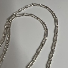 Antique Vintage FSC Sterling Paper Clip Oval Link Chain Necklace 26” 3.7mm