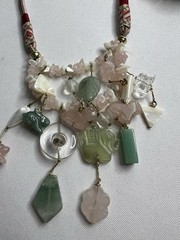Vintage Asian Jade Rose Quartz Carved Beaded Necklaces Bracelet Jewelry Lot 7pcs
