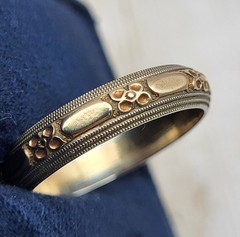 Antique 14K Yellow & White Gold KEEPSAKE 5mm Floral Wedding Band Ring Size 10.75