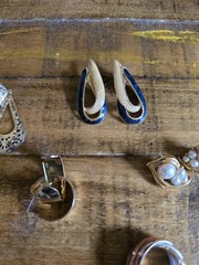 Lot Of 10 Vintage Hoop Earrings Necklace Bracelets Silver Gold Plated Gold Tone