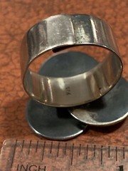 Vintage Sterling Silver Triple Layer Disk Modern Art Size 10.5-11 Statement Ring