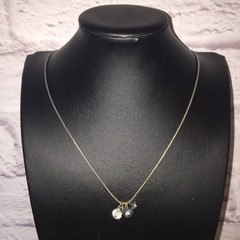 VCLM Charm Pendant Necklace Snake Chain Silver Tone Faceted Crystal Beads