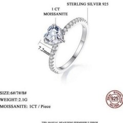Moissanite Heart Engagement Ring Gemstone Hidden Halo CZ Sterling Silver 6 NWT