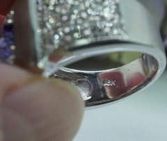Giant 18g Vintage 2.3ct Gem Tanzanite Colorless Diamond Ring 18K White Gold Heav