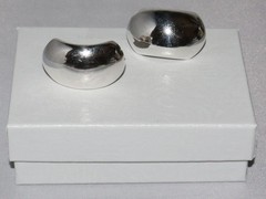 Vintage Sterling Silver Chunky Curved Concave Mexico TR-57 Post Earrings 14 grm